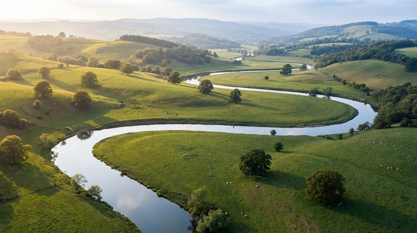 S-curve winding river composition reference photo