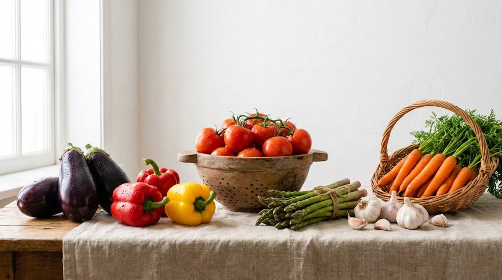 Fresh market vegetables still-life reference photo